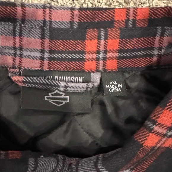 Harley-Davidson Orange and Black Plaid Jacket - Picture 4 of 6